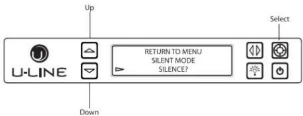 Up U-LINE RETURN TO MENU SILENT MODE SILENCE? Down Select