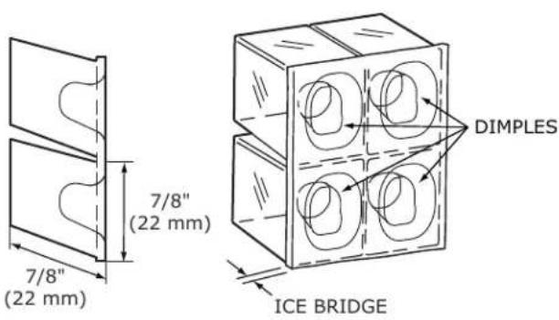 7/8" (22 mm) 7/8" (22 mm) DIMPLES ICE BRIDGE