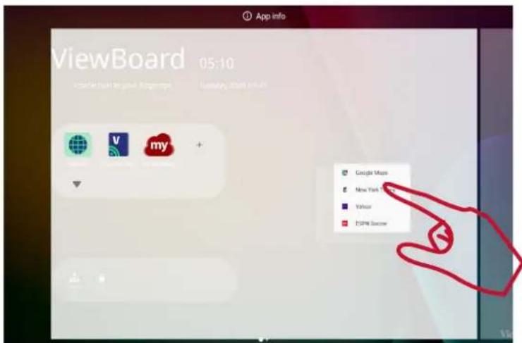 VIEWSONIC IFP7550-M1 - To add a widget to the vLauncher welcome screen: - 2