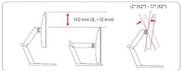 140 mm (0, +10 mm) -2° (±2°) - 17° (±2°)