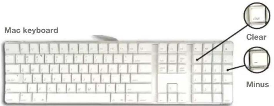 Mac keyboard Clear Minus
