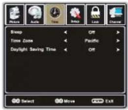 Snap Time Zone Daylight Saving Time Off Pacific Off Select Move Exit