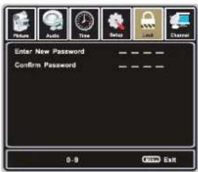 Enter New Password Confirm Password 0-9 COSM Exit