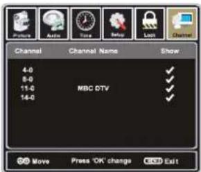 4.0 8.0 11.0 14.0 MBC DTV Show ✓ ✓ ✓ Move Press 'OK' change Cancel Exit