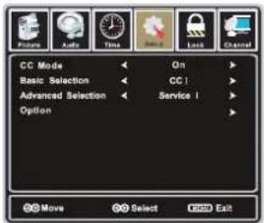 CC Mode Basic Selection Advanced Selection Option On CC 1 Service 1 Move Select Add Exit