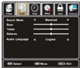 Sound Mode Bass Treble Balance Audio Language Blan Chad English Select Move Exit