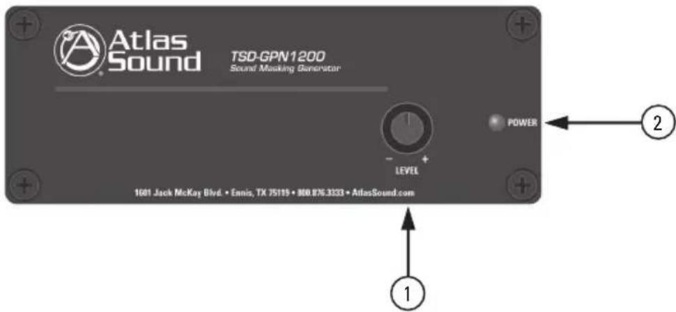 Atlas Sound TSD-GPN1200 Sound Masking Generator POWER LEVEL 1601 Jack McKay Blvd. • Ennis, TX 75119 • 800 876.3333 • AtlasSound.com ① ②