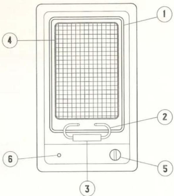 Technical diagram of a device with numbered components for identification
