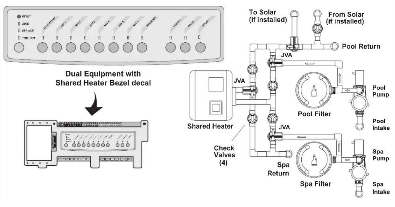 ZODIAC AquaLink M8 - Plumbing - Sharing One (1) Heater - 1