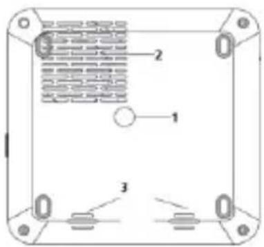 Technical diagram of a device casing with labeled components and internal structure