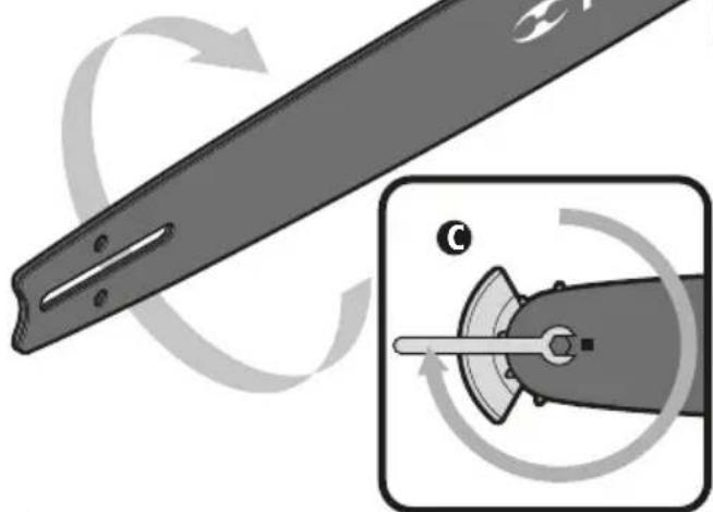 Diagram showing a mechanical component with rotational arrows and a close-up of its internal mechanism (no text or symbols)