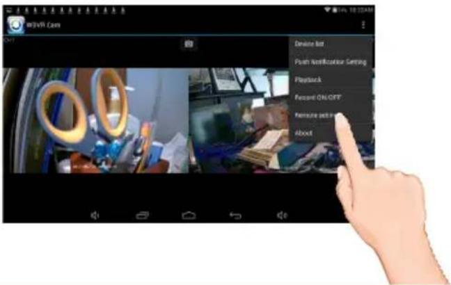 WJVVI Care Device list Push Identification Setting Playback Forward OK/OFF* Remote set in About