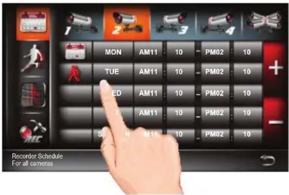 MON AM11 10 PM02 10 TUE AM11 10 PM02 10 RED AM11 10 PM02 10 T AM11 10 PM02 10 S N AM11 10 PM02 10 Recorder Schedule For all cameras