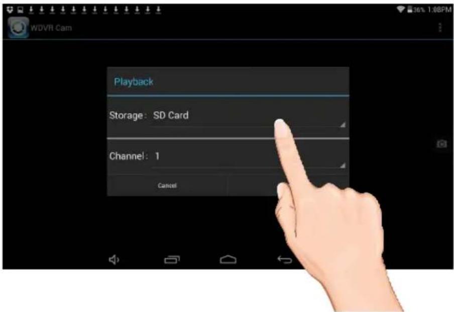 WDVR Cam Playback Storage: SD Card Channel: 1 Cancel