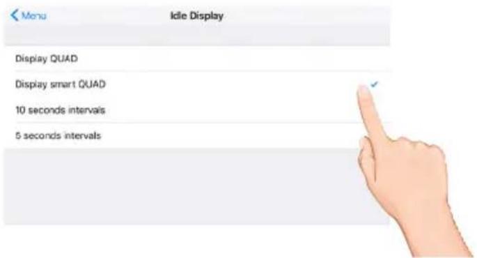 Menu Idle Display Display QUAD Display smart QUAD 10 seconds intervals 5 seconds intervals