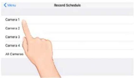 Menu Record Schedule Camera 1 Camera 2 Camera 3 Camera 4 All Cameras