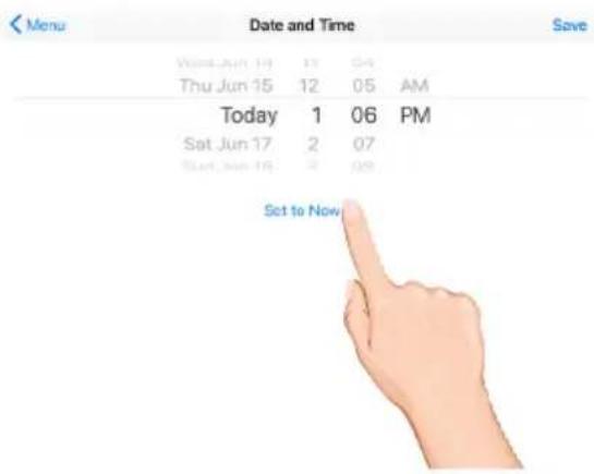 Menu Date and Time Save Wed Jun 19 13 04 Thu Jun 15 12 05 AM Today 1 06 PM Sat Jun 17 2 07 Sun Jun 18 4 08 Set to Now