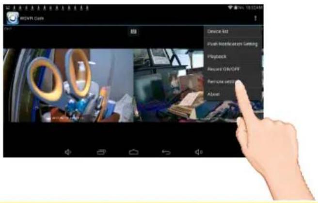 WENY Cate Device list Push Notification Setting Playback Secure Off/CFF Remote setting About