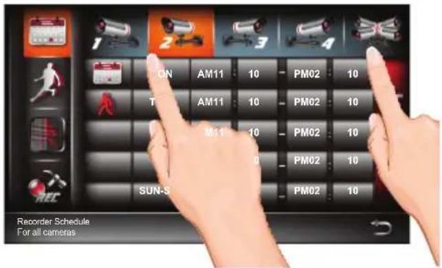 1 2 3 4 ON AM11 10 PM02 10 T AM11 10 PM02 10 M11 10 PM02 10 SUN-S PM02 10 PM02 10 Recorder Schedule For all cameras