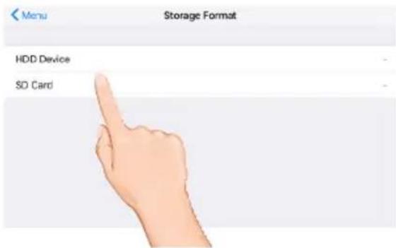 Menu Storage Format HDD Device SD Card
