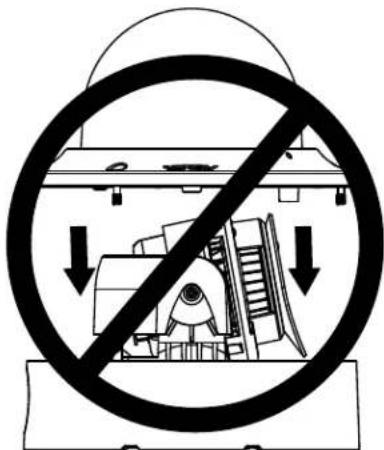 Prohibition sign with crossed-out document and downward arrows, symbolizing no-prohibition or prohibition.