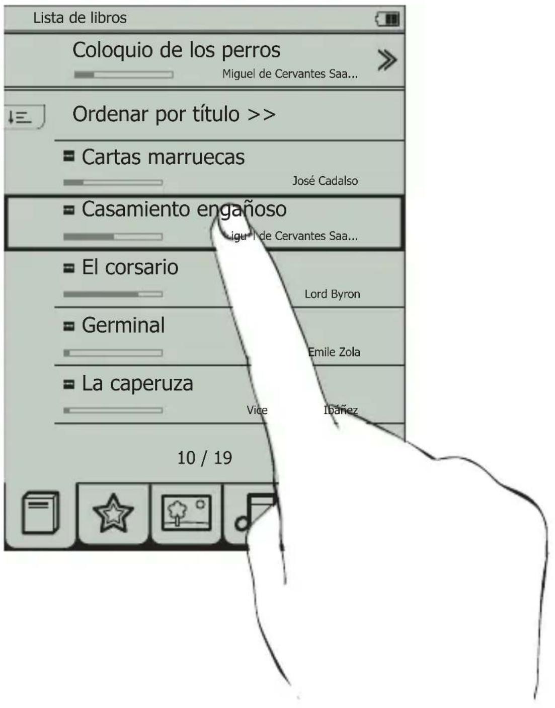 Lista de libros Coloquio de los perros Miguel de Cervantes Saa... Ordenar por título >> Cartas marruecas José Cadalso Casamiento engañoso igu I de Cervantes Saa... El corsario Lord Byron Germinal Emile Zola La caperuza Vice Ibáñez 10 / 19