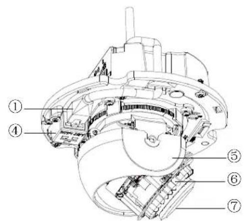 Technical diagram of a mechanical device with numbered components for identification
