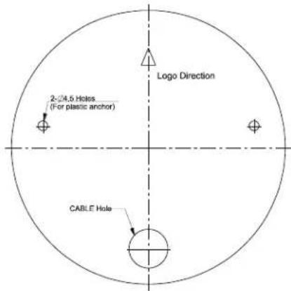 2-Ø4.5 Holes (For plastic anchor) Logo Direction CABLE Hole