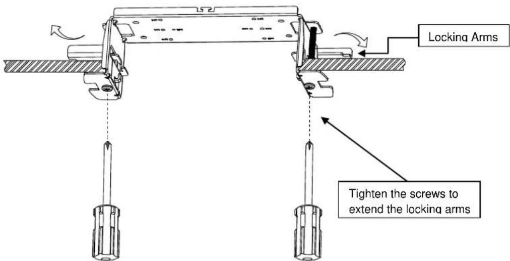 Locking Arms Tighten the screws to extend the locking arms