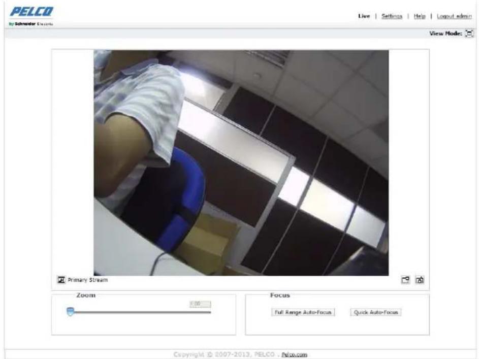 PELCO by Semester Express Live | Settings | Help | Layout admin View Mode: Primary Stream Zoom 1.00 Focus Full Range Auto-Focus Quick Auto-Focus Copyright © 2007-2013, PELCO - Pelco.com