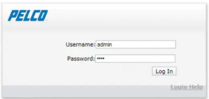 PELCO Username: admin Password: **** Log In Login Help