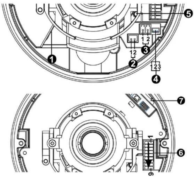 Technical diagram of a mechanical assembly with numbered components and labeled parts