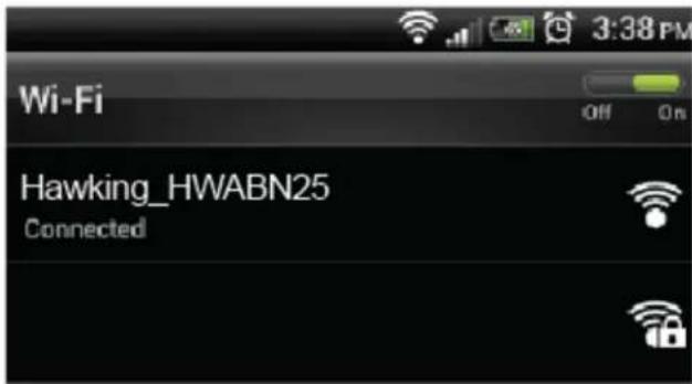 Wi-Fi Hawking_HWABN25 Connected