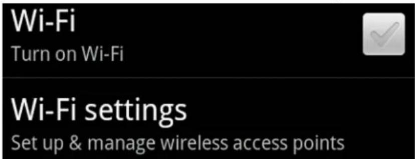 Wi-Fi Turn on Wi-Fi Wi-Fi settings Set up & manage wireless access points