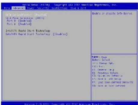 SATA Status Utility Copyright (C:) 2017 American Progressors, Inc. Base: Advanced Power Security Contributions Save & Help SATA Status Utility [Standard] SATA Status Solution [MST] Port 0 [Disabled] Port 1 [Disabled] Installable Rapid Start Technology Installable Rapid Start Technology [ClosedNote] Enable or optional SATA Device. Name: P#e Enter Select FPC: Through Spl. FPC: 100% FPC General: 10 p P2: Previous Values PFC: Business Definition PFC: Base A: Unit Design PFC: Load User Defined Defaults PFC: Save As User Default Function 2.5.1971 Copyright (C:) 2017 American Progressors, Inc.