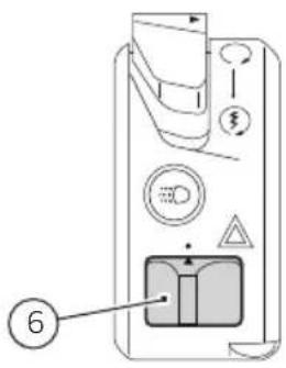 Technical diagram of a device with labeled components and a numbered annotation pointing to component 6