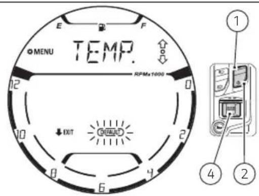 E F MENU TEMP. RPMx1000 EXIT ① ④ ②