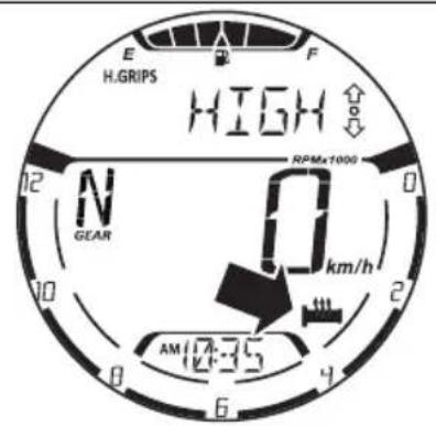 E H.GRIPS HIGH N GEAN RPMx1000 0 km/h AM 6 4