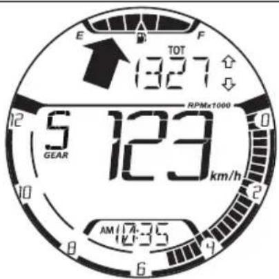E TOT 1327 F RPMx1000 5 GEAR 123 km/h AM/17:35 6 8