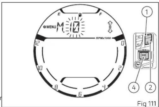 E F MENU M RPMx1000 12 0 10 2 8 4 6 Fig 111