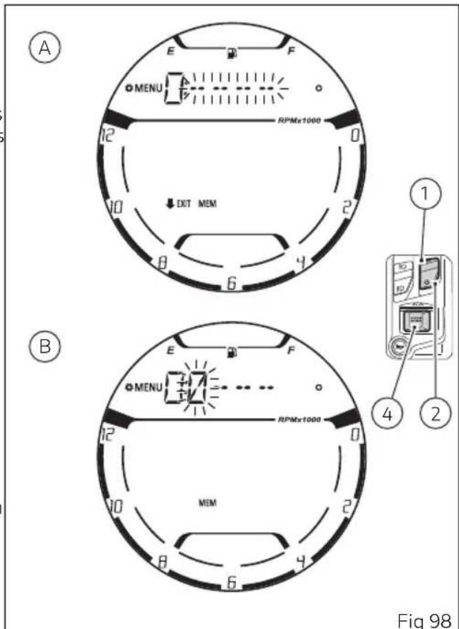 A MENU RPMx1000 EXIT MEM B E F 1 2 4 6 8 10 12 12 10 8 6 1 2 4 Fig 98