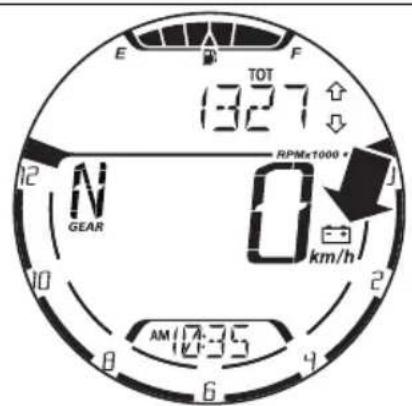 E TOT 1327 F ↓ RPMx1000 + 12 N GEAR 0 km/h 2 8 6 4 AM/17.35 (2:3)