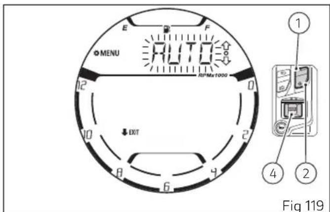 E F MENU AUTO R2PMa1000 EXIT 1 2 4 Fig 119