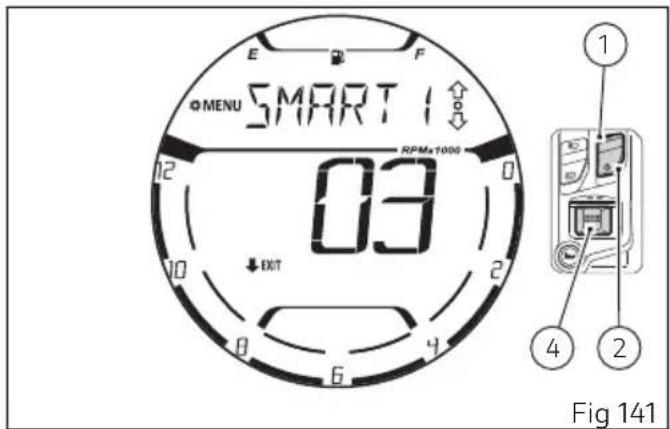 E F MENU SMART 1 RPMx1000 03 EXIT 1 2 4 6 Fig 141
