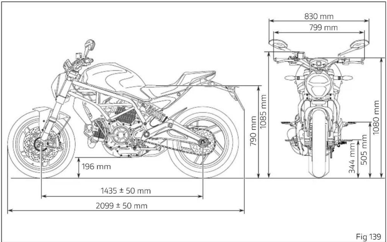 830 mm 799 mm 1085 mm 790 mm 1435 ± 50 mm 2099 ± 50 mm 344 mm 505 mm 1080 mm Fig 139