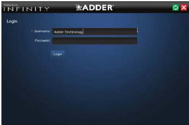 Adder INFINITY ADDER® Login *Username Adder Technology Password Login