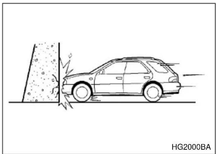 SUBARU Impreza Outback Sport (2001) - Examples of accident in which the SRS airbag will most likely deploy. - 1