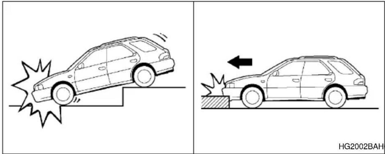 SUBARU Impreza Outback Sport (2001) - Examples of the types of accidents in which it is possible that the SRS airbag will deploy. - 1