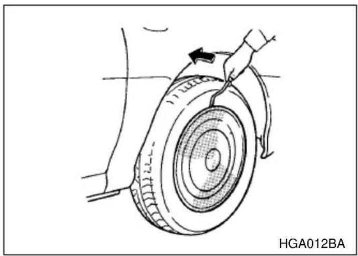 SUBARU Impreza Outback Sport (2001) - ∇Removing the wheel cover - 1