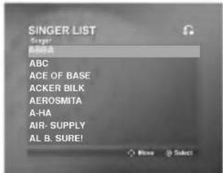 SINGER LIST Singer ABBA ABC ACE OF BASE ACKER BILK AEROSMITA A-HA AIR- SUPPLY AL B. SURE!
